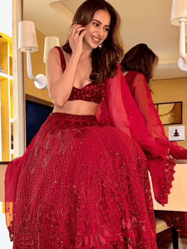 rakul preet in red lehenga